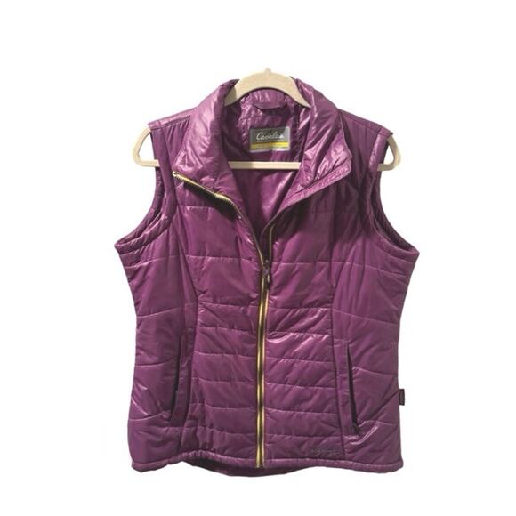 CABELA'S Purple Puffy Vest Full Zip Primaloft fall winter spring women’s Large - Picture 2 of 8